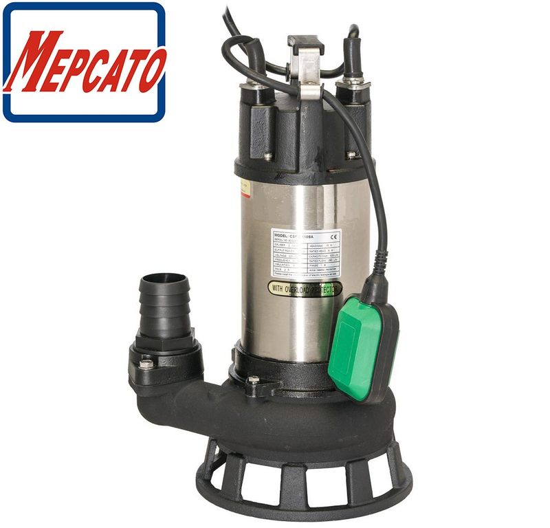 1.5HP Large Flow Stainless Steel Electric Cast Iron Sewage Cutting Waste Water Removal Submersible Centrifugal Dirty Water Drainage Pump