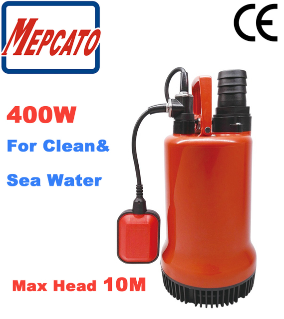 Large Capacity 400W Sea Water Supply Agriculture Farming Irrigation Utility Plastic Electric Submersible Centrifugal Water Circulation Pump with Float Switch