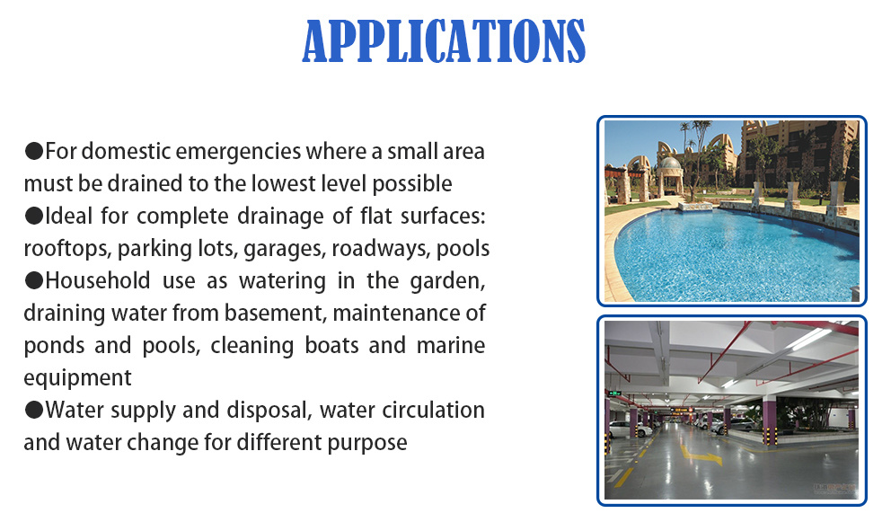 1mm Low Level Suction Portable Plastic Submersible Centrifugal Water Pump for Garden Ponds Swimming Pools Basement Water Drainage Water Transfer