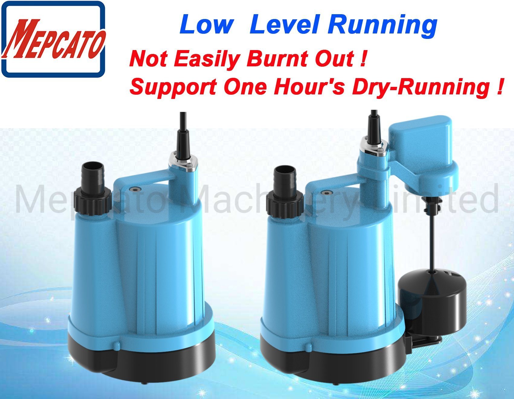 100W Low Level Suction Oil Cooling Motor Plastic Electric Submersible Water Drainage Pump for Household Garden Ponds Swimming Pools Aquariums Basement Floor