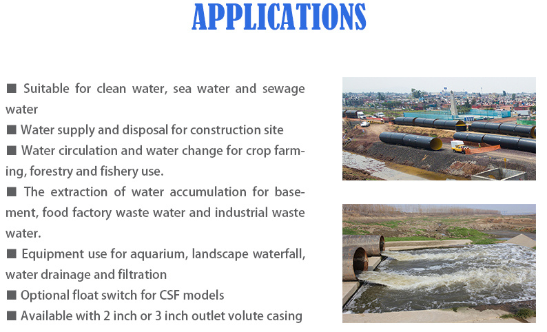 1HP Big Flow Single-Stage Centrifugal Cast Iron Industrial Construction Factory Effluent Sewage Trash Cutting Submersible Water Drainage Pump