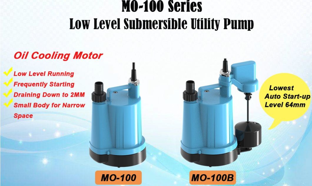 Low Level Pumping Small Plastic Submersible Water Drainage Pump with Oil Cooling Motor for Basin Pool Cover Flooded Floor Flat Roof