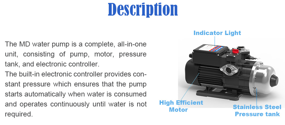 Smart Stainless Steel Automatic Electric Centrifugal Multistage Surface Booster Pump for Domestic Mains Water Pressure Boosting