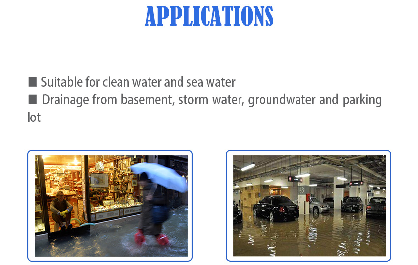 1mm Low Level Water Drainage Electric Stainless Steel Automatic Storm Water Rainwater Groundwater Drainage Pump for Basement Garage Cellar Parking Lot