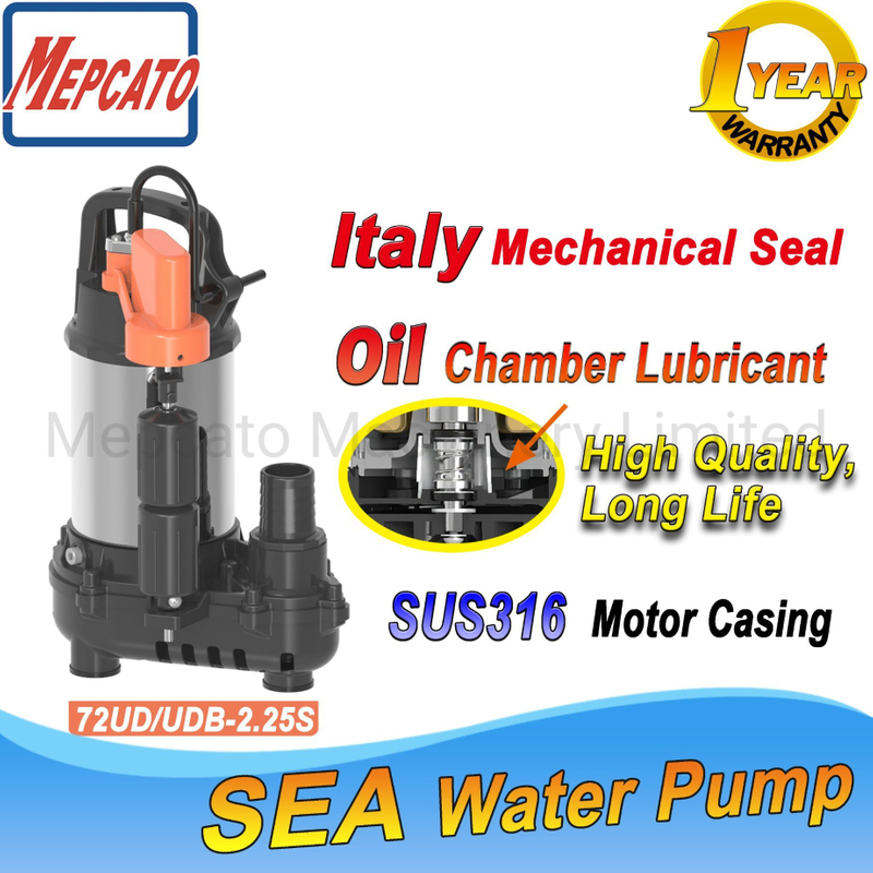 250W Utility Household Factory Sewage Waste Water Drainage Stainless Steel Electric Automatic Submersible Centrifugal Motor Water Pump with Strainer Base