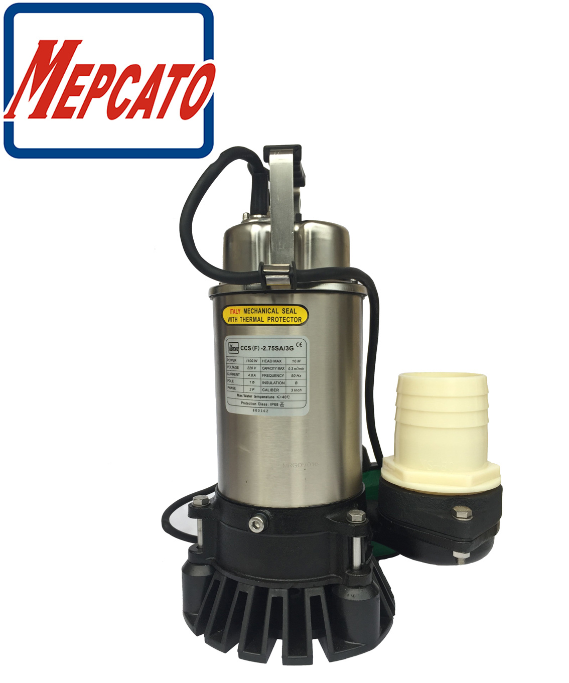 400W/750W Stainless Steel Sewage Drainage Electric Centrifugal Submersible Water Pump for Construction Engineering Muddy Slurry Waste Water Disposal