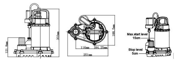 Low Level Running Stainless Steel Electric Centrifugal Submersible Water Drainage Pump with Float Switch for Factory Sewage Waste Water Ponds Sea Water