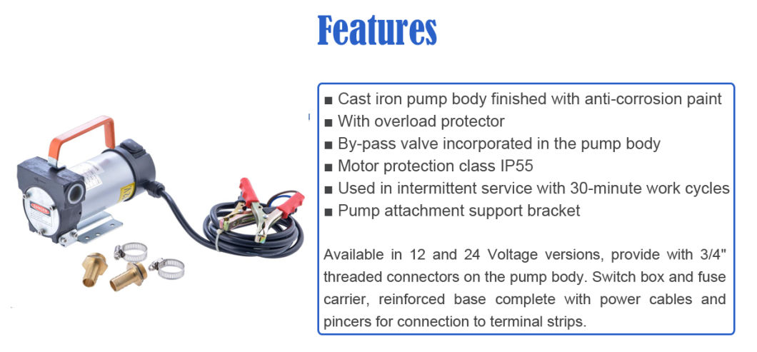 Pompe &agrave; Carburant 12V/24V Small Portable Truck and Diesel Station Oil Tank Construction Sites Diesel Fuel Transfering Oil Pump