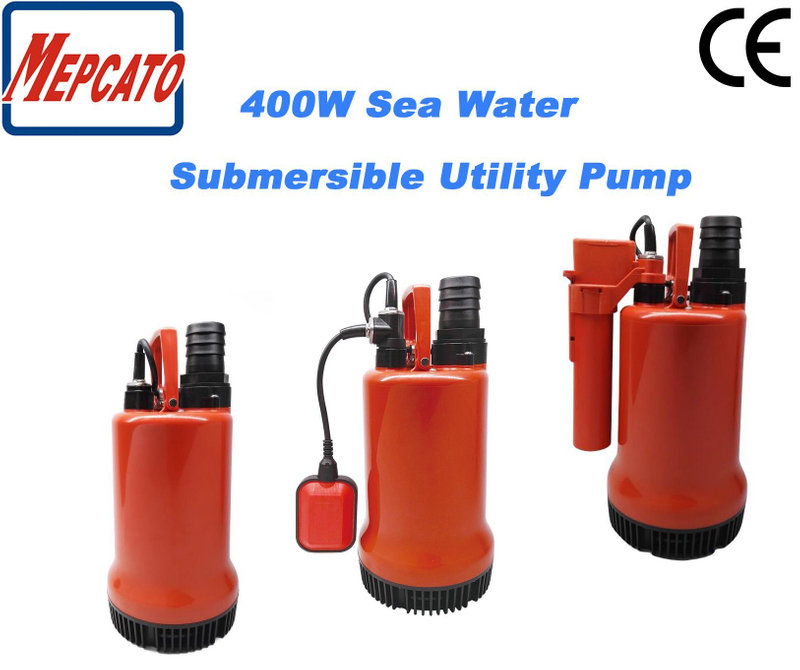 400W Big Flow Electric Automatic Non-Corrosive Plastic Submersible Centrifugal Sea Water Drainage Pump for Reservoirs Pools Fish Pond Aquarium Basement Cellar