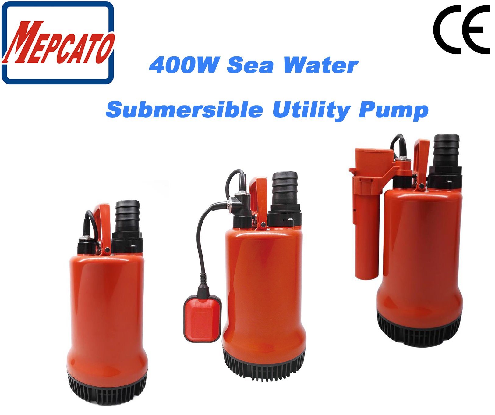 400W Big Flow Electric Automatic Non-Corrosive Plastic Submersible Centrifugal Sea Water Drainage Pump for Reservoirs Pools Fish Pond Aquarium Basement Cellar