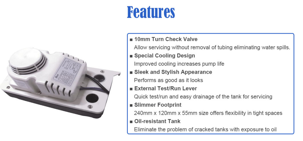 Small Mini HVAC Home Use House Quiet Portable Automatic Condensation Drainage Condensate Water Pump for Air Conditioners and Dehumidifier