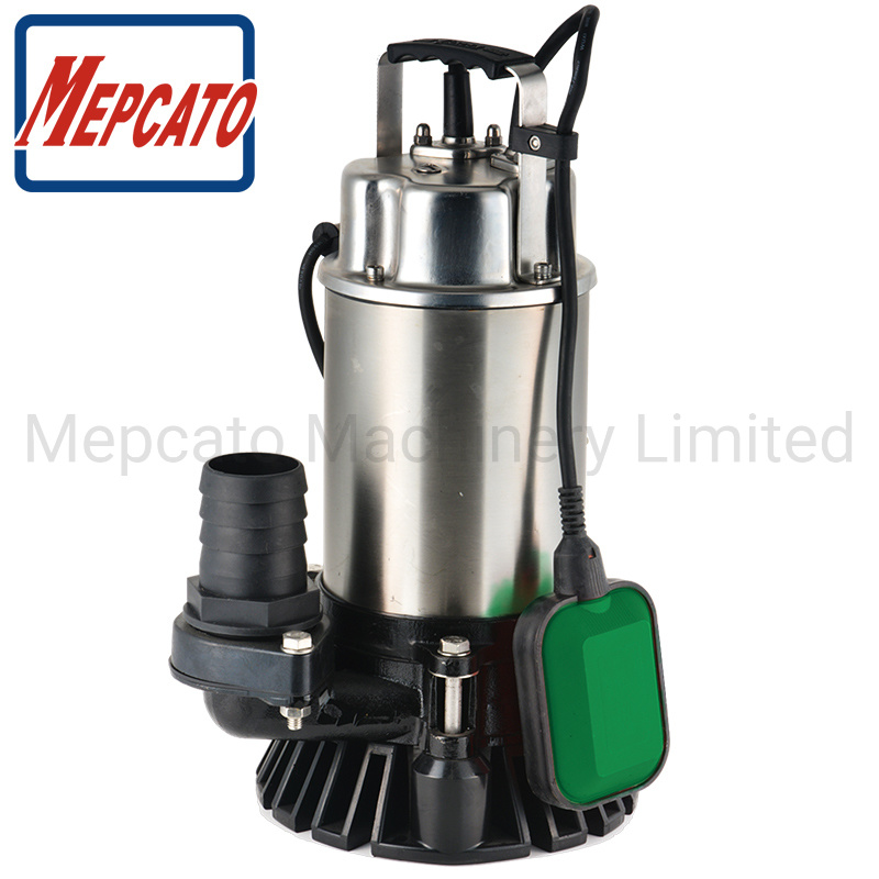 1HP Large Flow Sewage Eflluent Dirty Muddy Water Discharge Stainless Steel Electric Vertical Submersible Centrifugal Water Drain Pump with Stirring Device