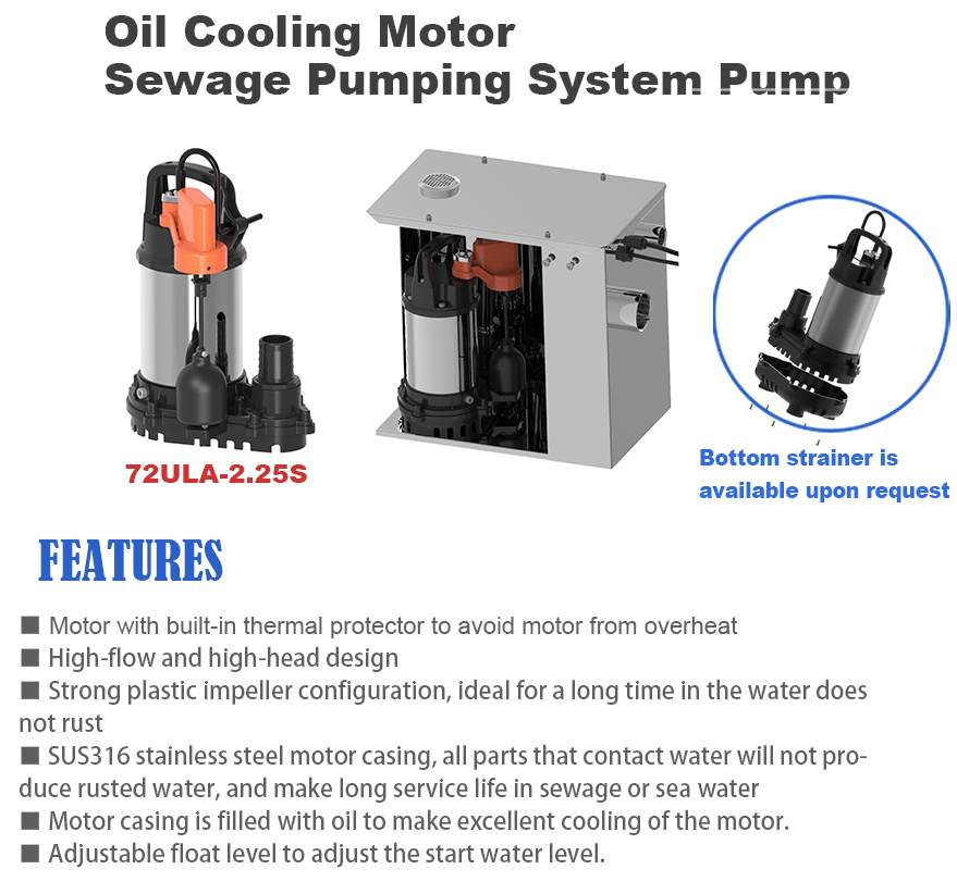 Home-Use Stainless Steel Electric Waste Water Disposal Sewage Drainage Centrifugal Submersible Sea Water Pump with Oil Cooling Motor